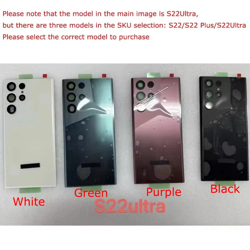Reemplazo para Samsung Galaxy S22 Ultra S908 S22 S22 Plus cubierta de batería de vidrio puerta trasera carcasa Panel funda piezas de lente de cámara