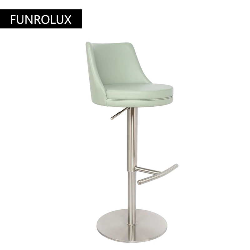 Taburetes de bar de altura de mostrador dorados con respaldo, taburetes de bar modernos de altura ajustable, silla de bar giratoria con patas doradas de acero inoxidable