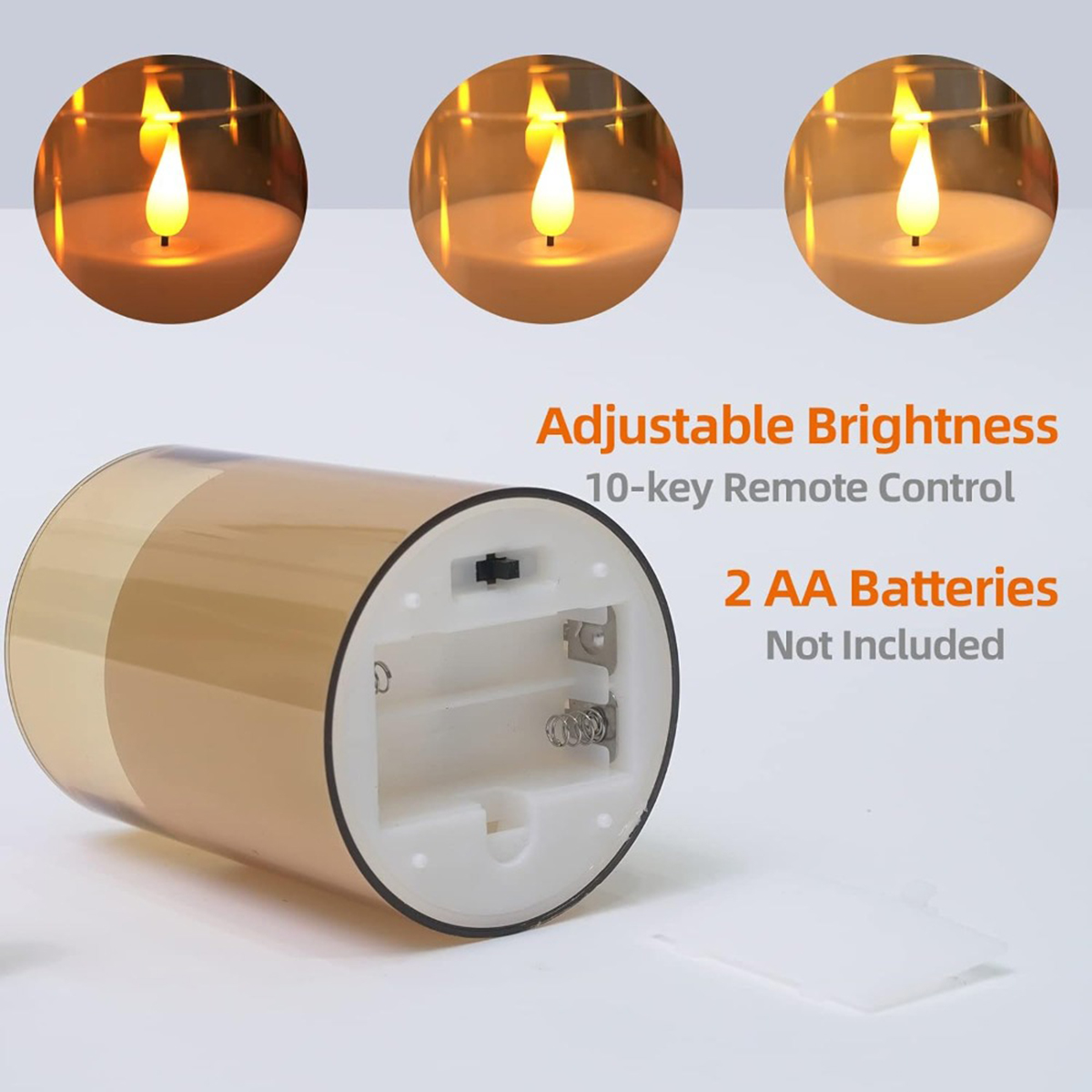 3 stks LED-verlichting voor thuis Elektronische kaars LED-kaars Decoratie Glazen kaarsenset Afstandsbediening Timer voor kerstbruiloft