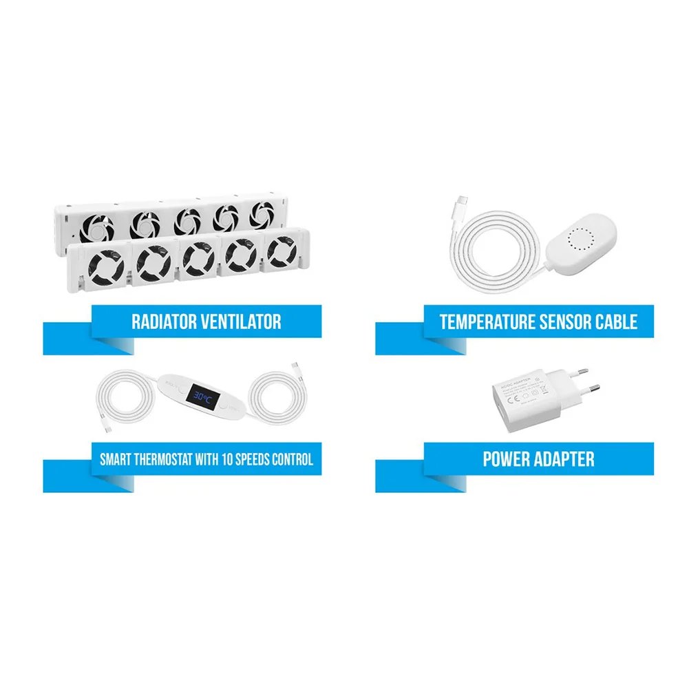 Smart Radiator Fan For Heating Fireplace Intelligent Cooling Ventilation 470x69x30mm 1.65W Home Improvement Heating Tool Parts