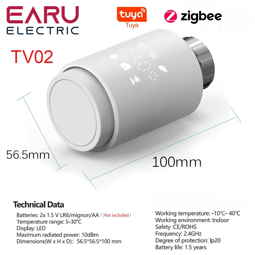 Actuador de radiador inteligente ZigBee Tuya TRV, válvula termostática programable para radiador, aplicación remota, controlador de temperatura, compatible con Alexa