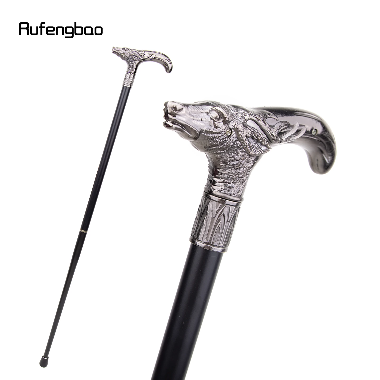Bastón de cabeza de ciervo Sika de plata para caminar, bastón decorativo de moda, perilla de bastón elegante para Cosplay de Caballero, Crosier de 93cm