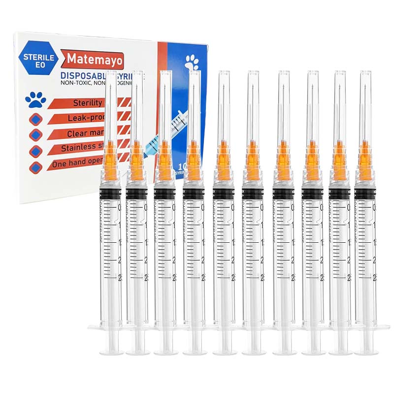 10 шт./кор., 2/3 мл, одноразовые шприцы с замком Люэра и иглой из нержавеющей стали 23/25 ман для домашних животных, мерная жидкость для наполнения животных