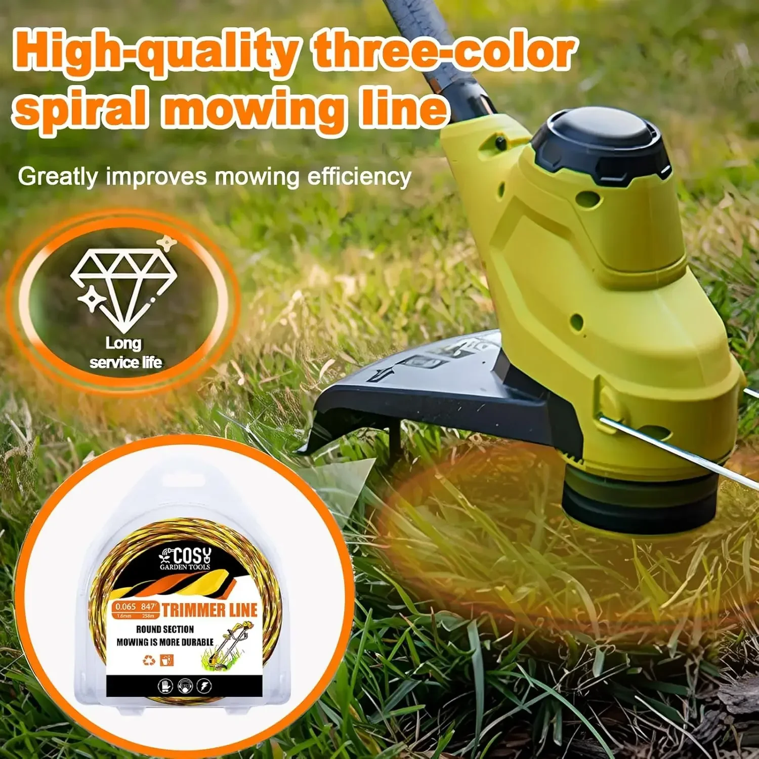 COSY 1.6~3.0mm Spiral Weed Wacker String Trimmer Line for Trimmer Heads Edging Lawn Tools Weed Trimmers Grass Trimmer Line