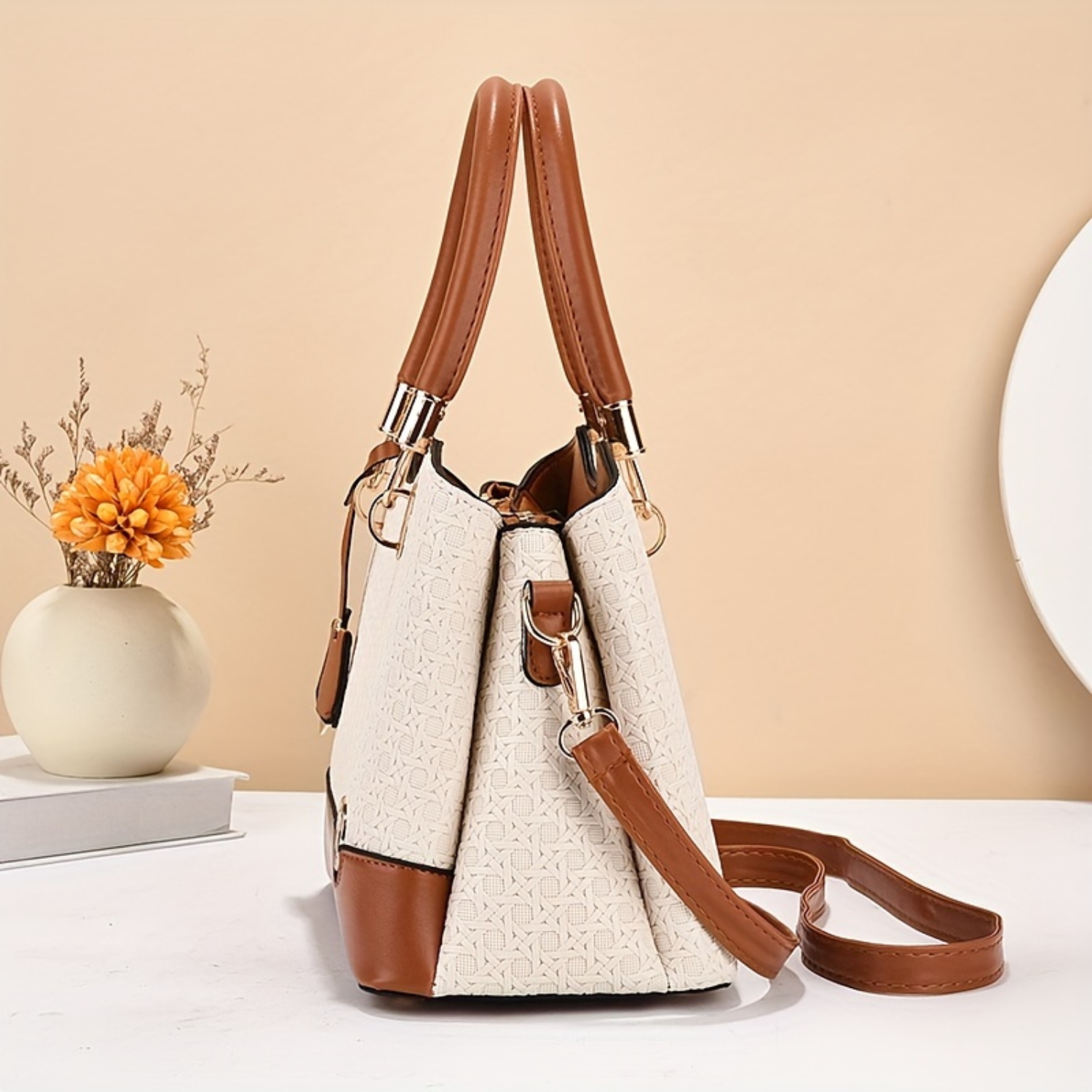 Elegant Women's Tote Bag, Large Capacity Faux Leather Shoulder Bag, Stylish Crossbody