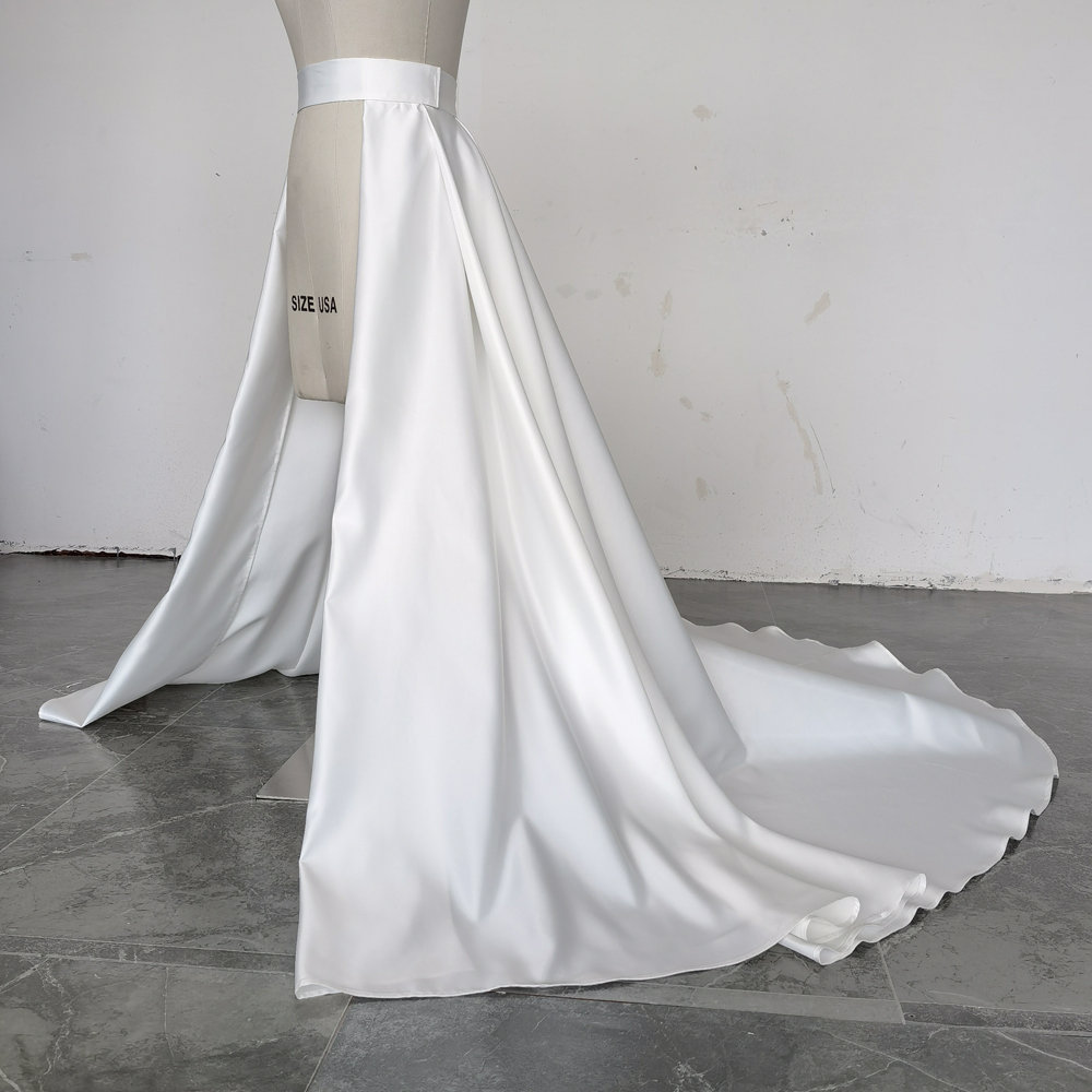 Satijnen bruids afneembare lange trein bruiloft afneembare rok voor jurken tailleband feest overrok