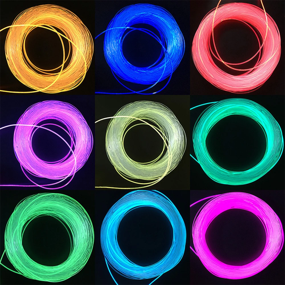 Cabo de fibra óptica com brilho lateral longo, 1m, pmma, 1.5mm/2mm/3mm de diâmetro para luzes led de carro, luz de cabo de fibra óptica brilhante