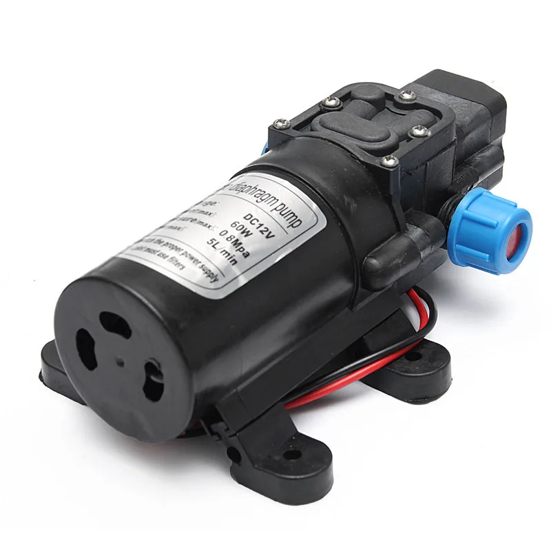 DC12V 60W 120PSI 5L/MIN การเกษตรไฟฟ้าปั๊มน้ําสีดํา Micro แรงดันสูงไดอะแฟรมน้ํา Sprayer ล้างรถ 12 V อะแดปเตอร์