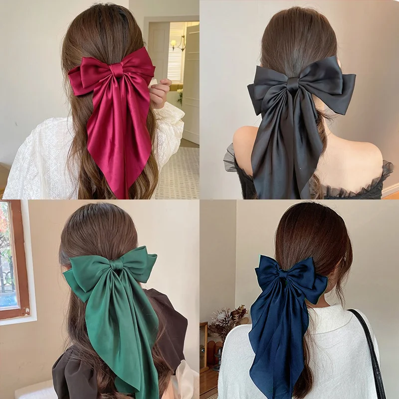 Áo Voan Nơ Tóc Cột Tóc Kẹp Tóc Nữ Lớn Nơ Bám Bẩn Kẹp Tóc Barrettes Bé Gái Màu Đuôi Ngựa Kẹp Phụ Kiện Tóc Mũ Đợi Đầu Đa Năng Tặng