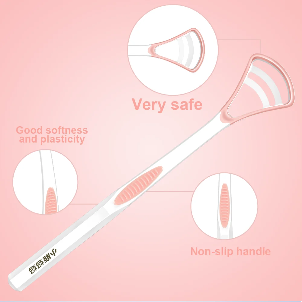 Super Deer Silicone Tongue Scraper With Non-slip Handle Double Side Tongue Cleaner Fresher Breath Tongue Brush For Oral Care