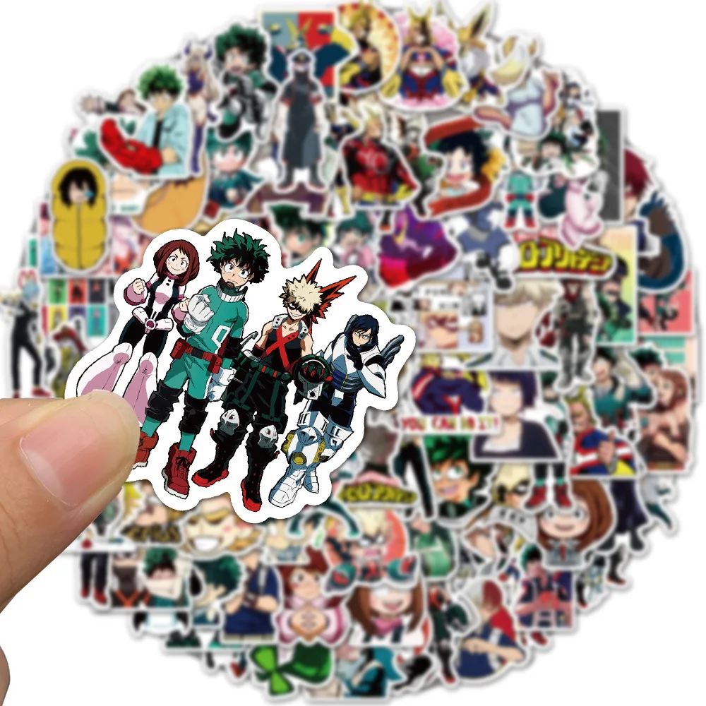 สติกเกอร์อนิเมะ My HERO Academy ของฉัน100ชิ้นกระเป๋าเดินทางสเก็ตบอร์ดเคสโทรศัพท์กันน้ำแพ็คสติกเกอร์น่ารักแล็ปท็อปผิวของเล่นเด็ก
