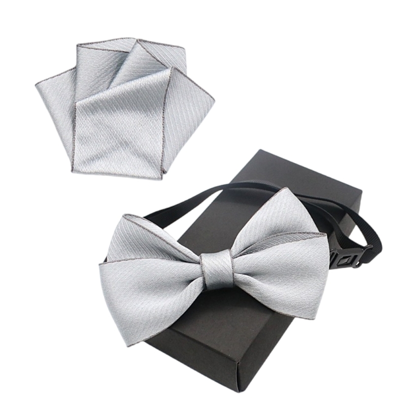 เด็กปรับ Pre Tied Bowtie และ Pocket Square ผ้าเช็ดหน้าชุดสำหรับการจัดส่ง Drop อย่างเป็นทางการ