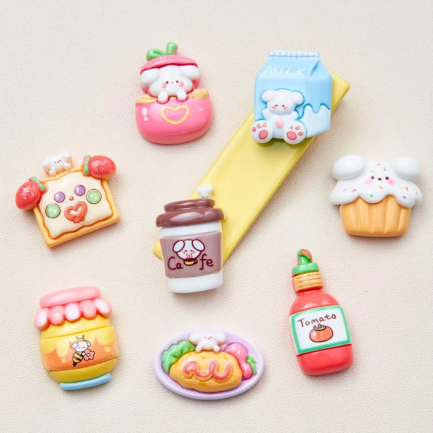 8 Uds imanes de nevera, imanes de nevera de comida de dibujos animados Kawaii, bonitos imanes decorativos armario con imán de nevera personalizado