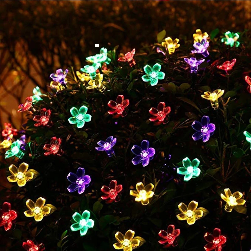 5 m 20 LED Solar-Lichterkette für den Außenbereich, wasserdicht, 8 Modi, batteriebetrieben, Kirschblumen-Licht, Weihnachten, Garten, Party-Dekoration
