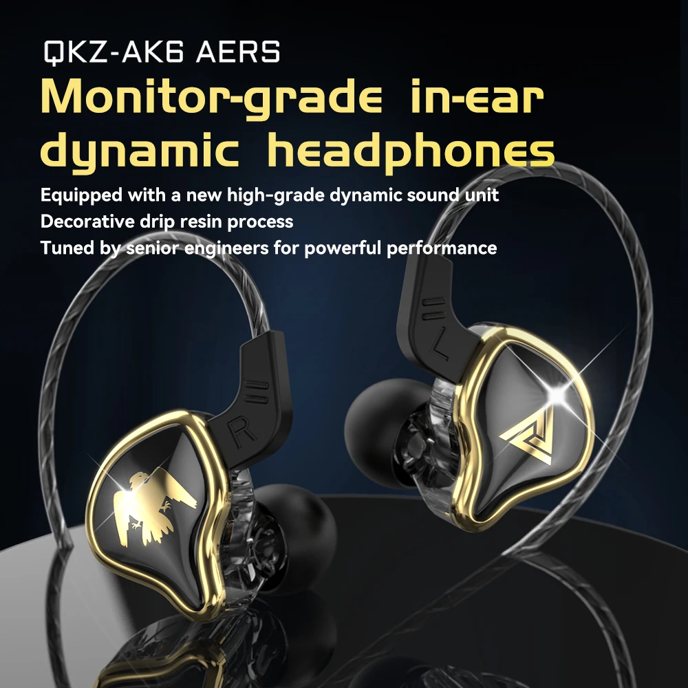 Original qkz ak6 ares/dmx/akx fones de ouvido alta fidelidade graves pesados no monitor com fio com microfone cancelamento ruído esporte jogo música
