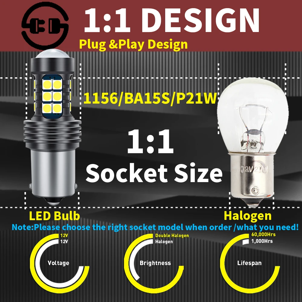 2 uds P21W 7506 BA15S luz LED de respaldo Blub lámpara de marcha atrás Canbus para Volvo C30 C70 S40 S60 S70 S80 V40 V50 V60 V70 XC60 XC70 XC90