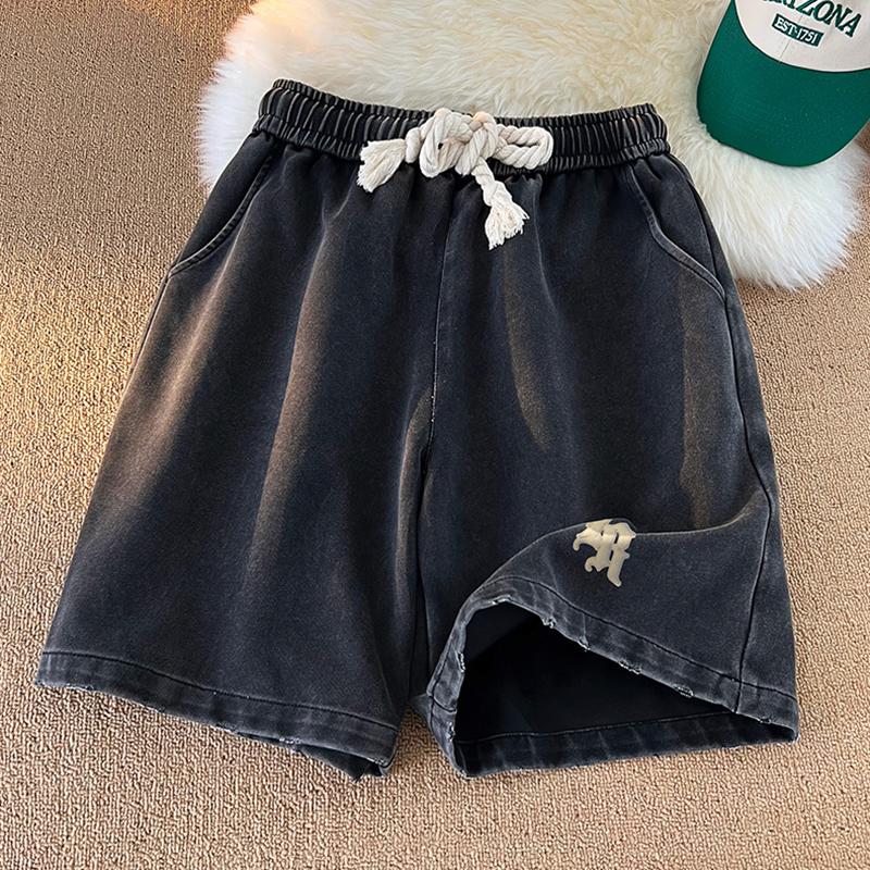 Pantalones cortos góticos lavados de Color sólido para hombre, bañadores informales de verano de talla grande Hip Hop, pantalones cortos hasta la rodilla para hombre