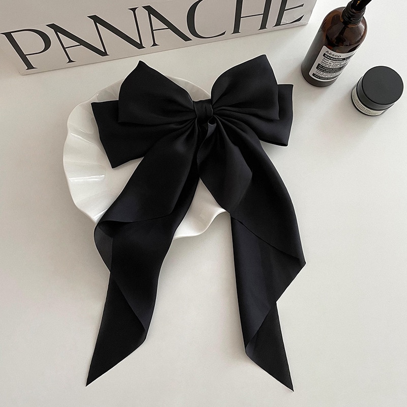 1/2 pz fiocco nastro fermaglio per capelli moda semplice solido raso Clip a molla fermaglio per capelli elegante retrò Clip per capelli ragazze accessori per capelli