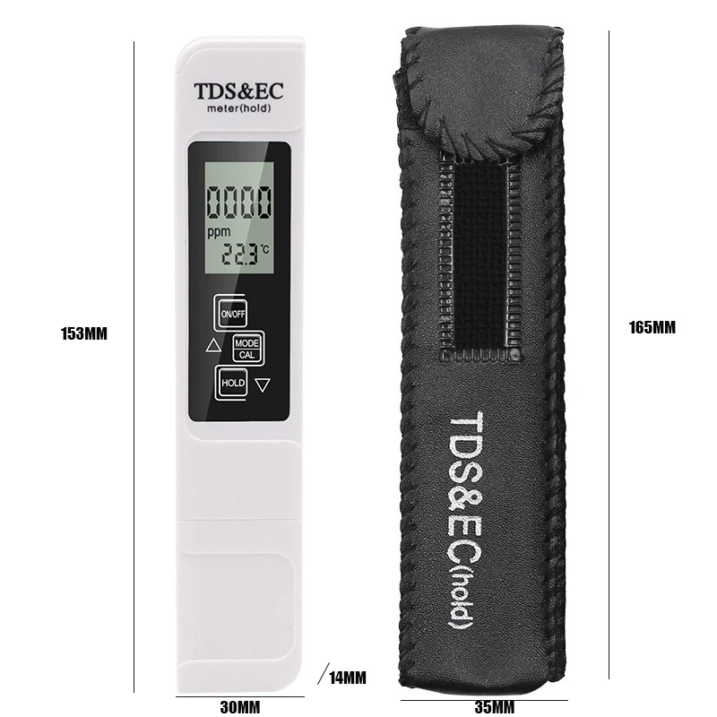 Цифровой тестер качества воды TDS EC Meter Диапазон 0-9990 Многофункциональный измеритель температуры чистоты воды Тестер TEMP PPM