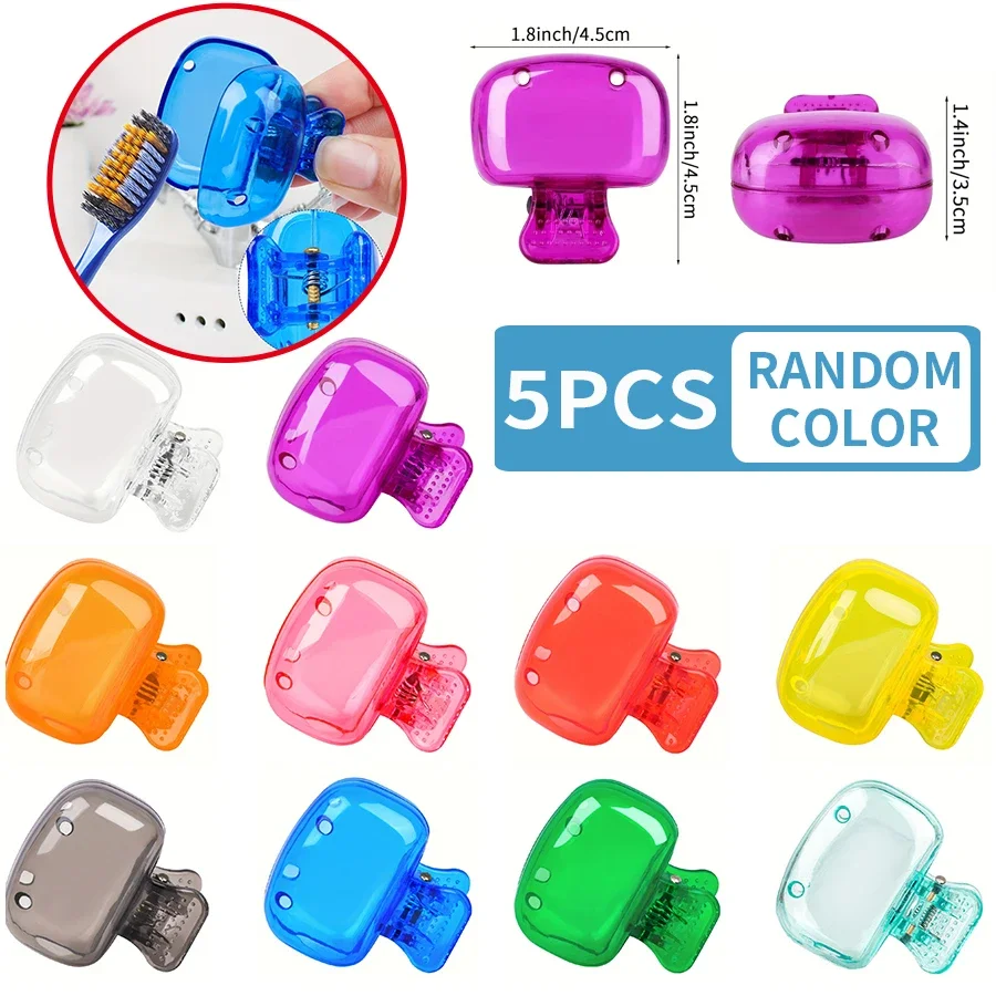 Clip de almacenamiento de cepillos de dientes para el hogar, tapa protectora portátil para cepillos de dientes de viaje, caja de almacenamiento, cabezal de cepillo de dientes portátil P, 5 uds.