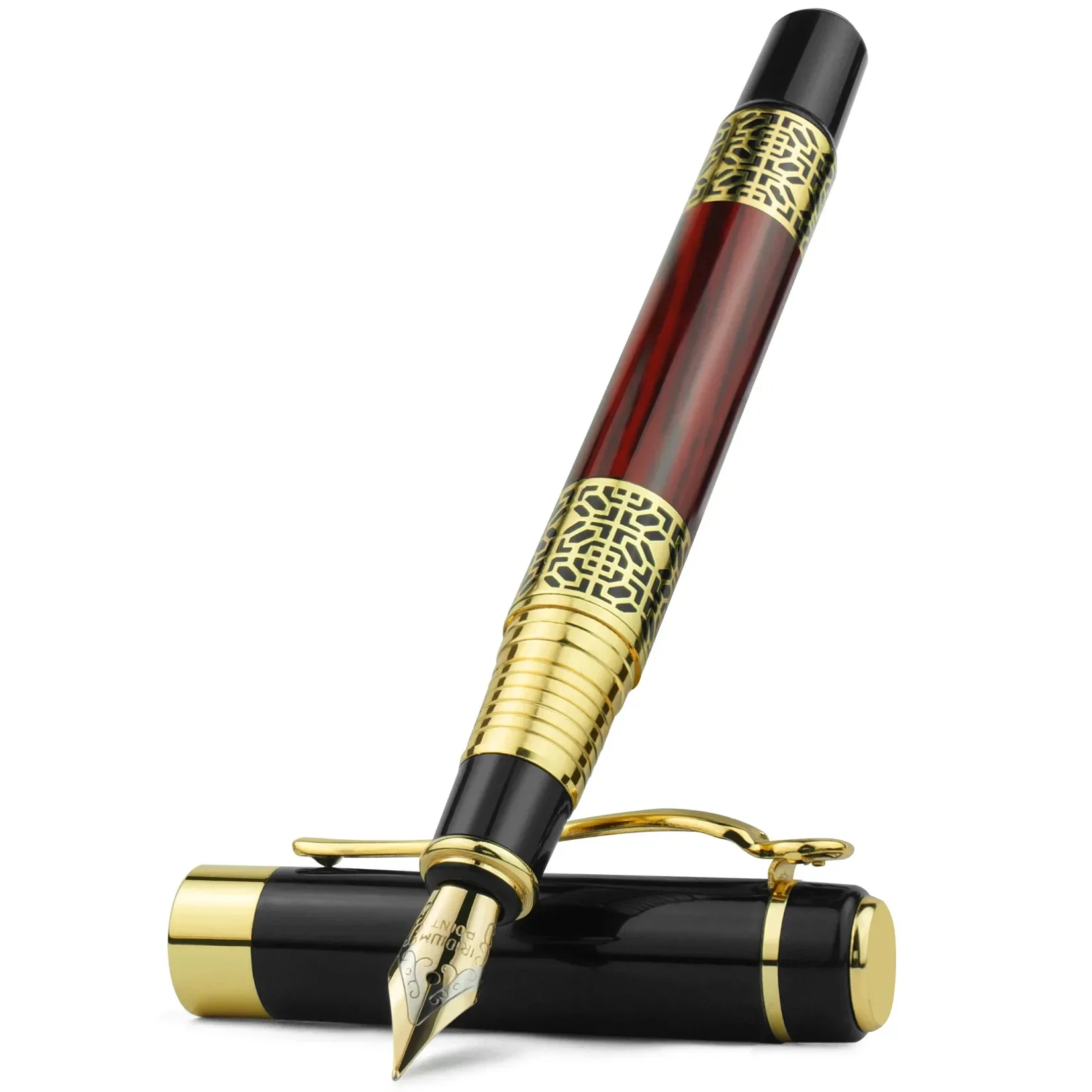 Caneta tinteiro de metal retrô f nib design clássico com conversor de alta qualidade para escrita de negócios material escolar de escritório papelaria