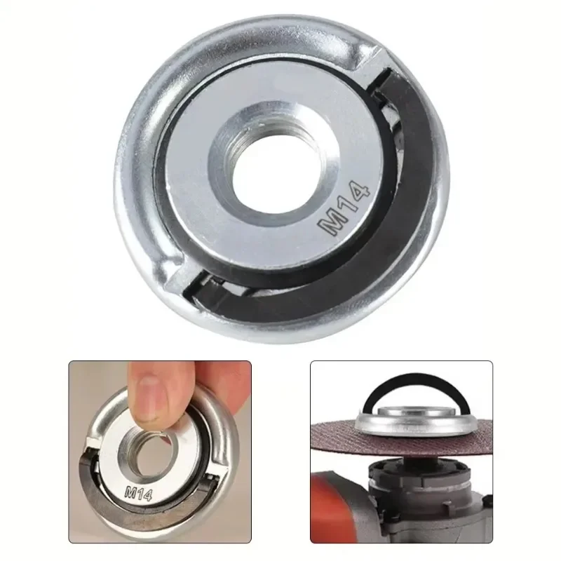 M14 Gewinde Winkel Grinder Selbstsichernde Drücken Platte Quick Release Flansch Mutter Spann Power Chuck Werkzeuge Teile 1PC