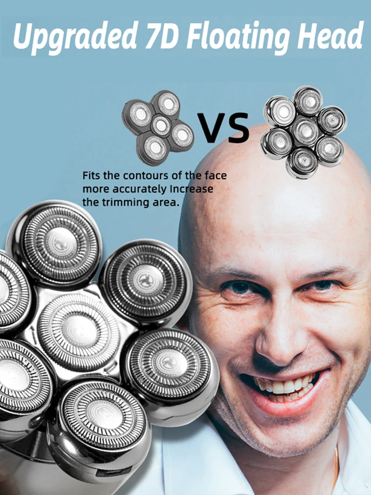 Heren 7-mes scheermes vervangende scheerhoofden Drijvende wasbare elektrische 7D-scheerapparaten Trimmers Kit Snijbladen