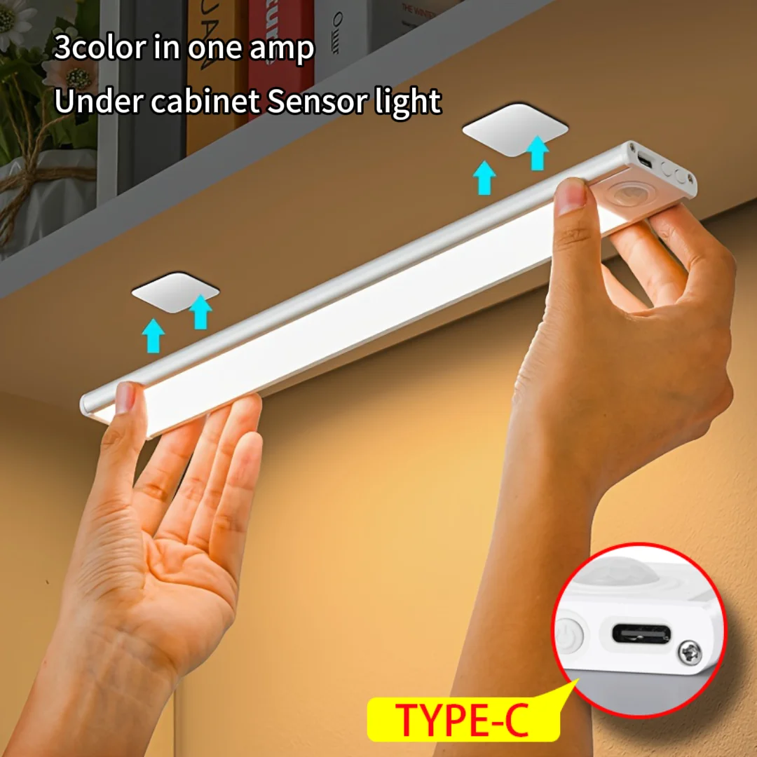 Luce notturna a LED con sensore di movimento Luce notturna USB wireless sotto la luce dell'armadio per l'armadio da cucina Camera da letto Sensore guardaroba Illuminazione interna