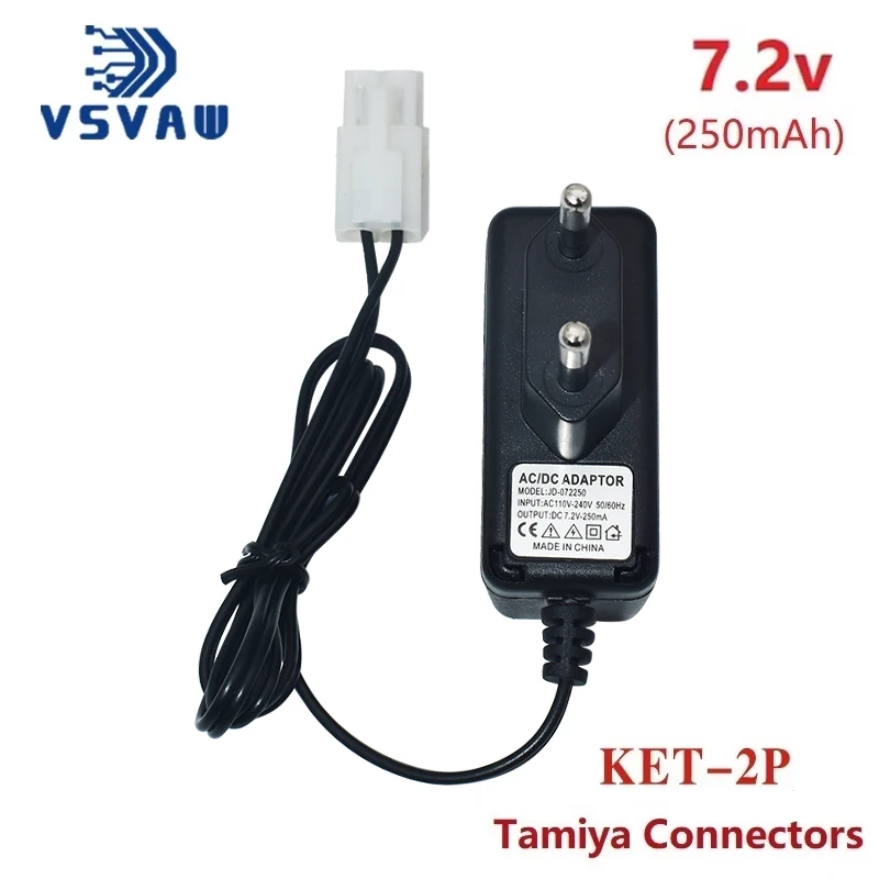 7.2v 9.6v Charger for NiCd NiMH battery Input 100v-240v Output 7.2v 250ma with Tamiya Plug Kep-2p Plug 9.6v charger For RC toys