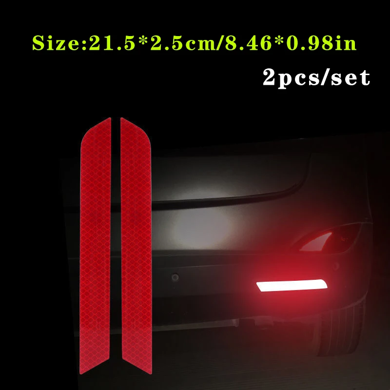2 teile/satz Auto Stoßstange Reflektierende Sicherheit Streifen Aufkleber Auto Hinten Stoßstange Reflektierende Aufkleber Reflektierende Warnung Sicherheit Band