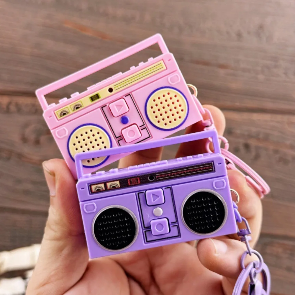 Mini grabadora de Radio divertida y creativa, juguetes musicales, bolsa clásica, adornos, llavero de regalo
