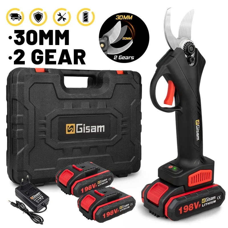 30 мм электрические секаторы, аккумуляторные электрические садовые ножницы, садовые кустарники, ветки фруктовых деревьев, бонсай, садовые инструменты