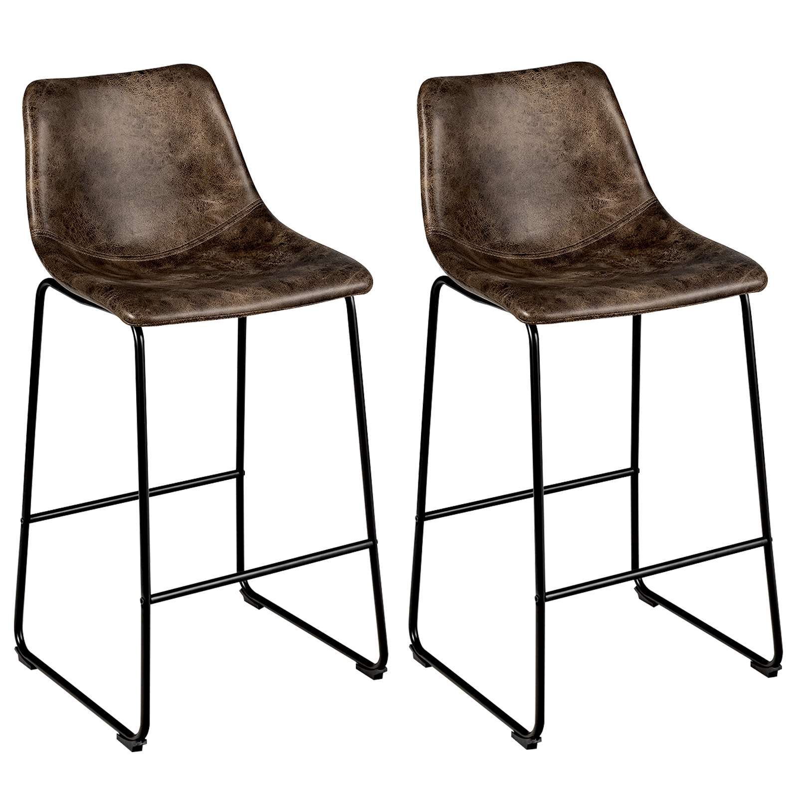 2 er Set Barhocker, Barstuhl aus Holz mit Rücklehne, Tresenhocker mit Metallbeinen & Fußstütze Sitzhöhe 75 cm, Küchenstuhl