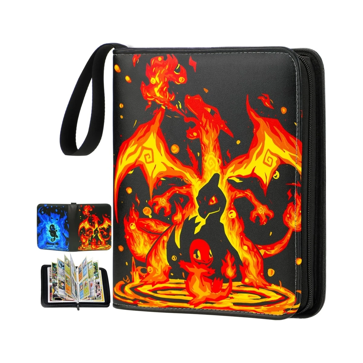 Trading Card Binder-4 Pocket 400 Pockets Kaarthouder Album met 50 verwijderbare hoezen Draagbaar kaartverzamelboek met ritssluiting