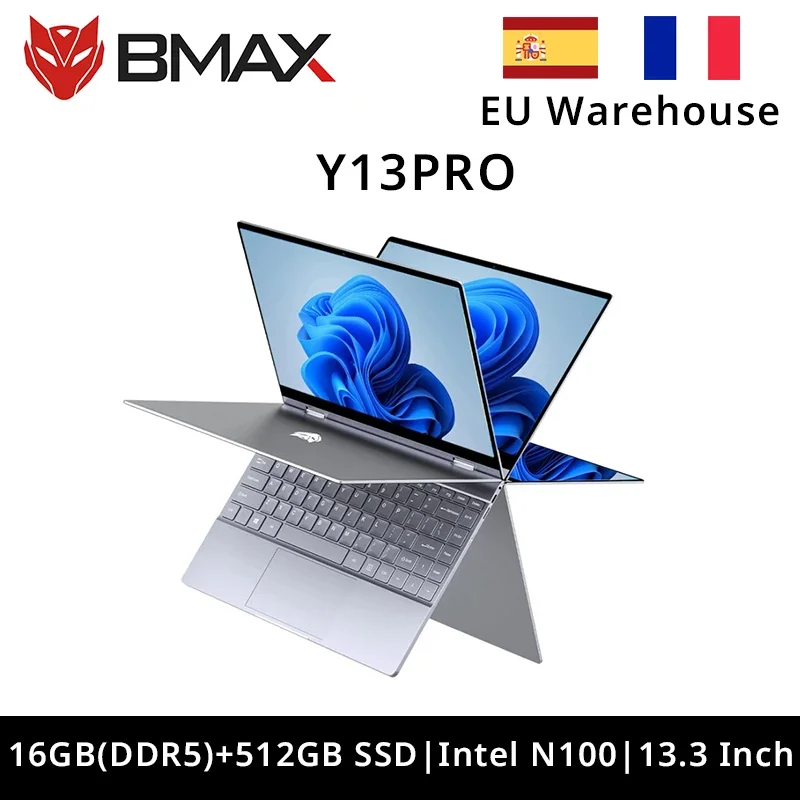 Przenośny Y13PRO360 °,ordinateur portable Windows11,16Go de RAM,LPDDR5,13.3Go SSD,512x1920 IPS,Intel N100,ordinateur de médication