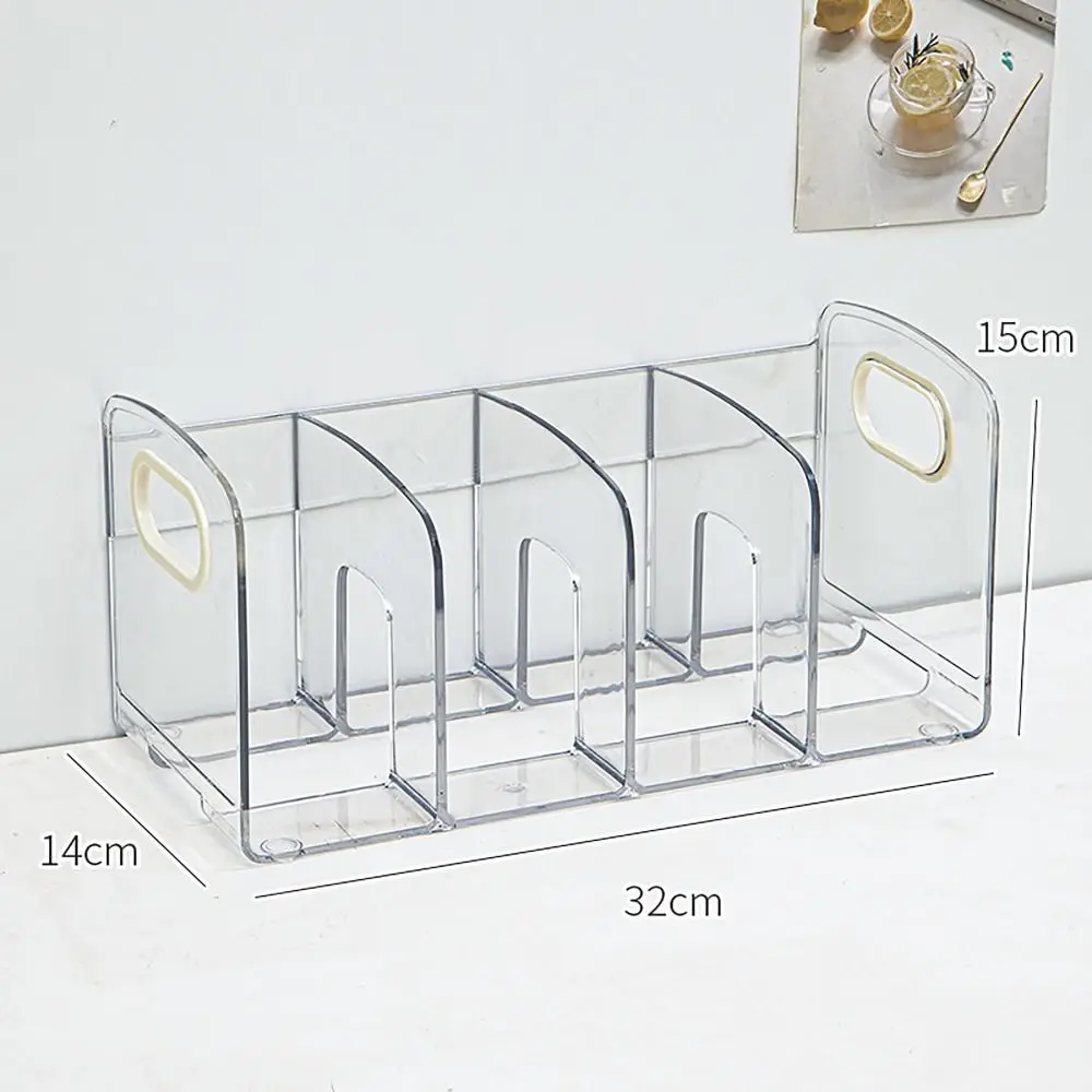 Clear Acrylic Bookends Convenient Desk Organizer with Handle Desktop Sorting Rack Divided Book Stand Study Supplies