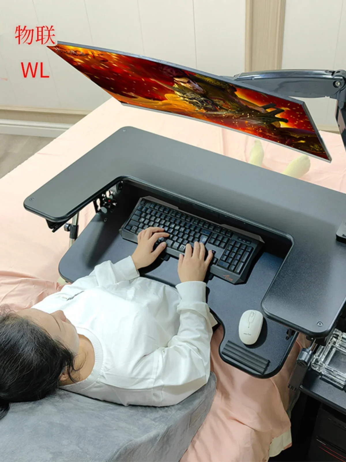 Mesa de computador cama cruzada, mesa elevatória para laptop, mesa preguiçosa, suporte de suspensão ventilado, mesa de cabeceira, mesa preguiçosa
