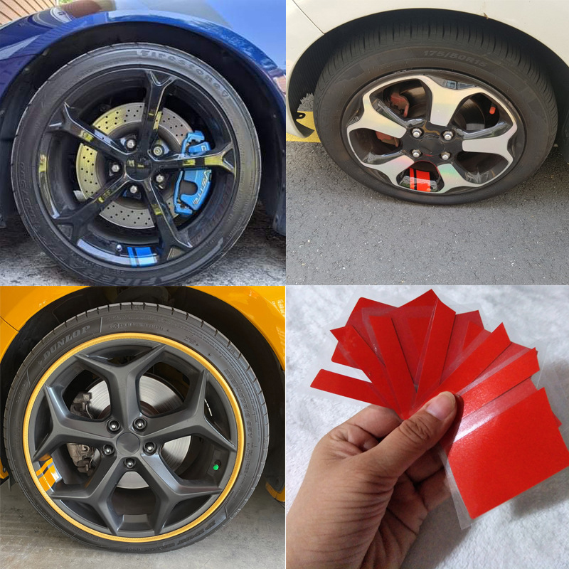 6/4PCS Reflektierende Auto Rad Aufkleber Aufkleber Druck Klebstoff Auto Rot Zubehör Auto Aufkleber Radnabe Aufkleber