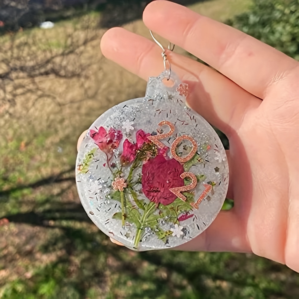 Christmas Resin Molds Silicone, 4Pcs Christmas Ornaments Round Shape Pendant Molds for Epoxy Resin, Actvty Epoxy Casting Molds