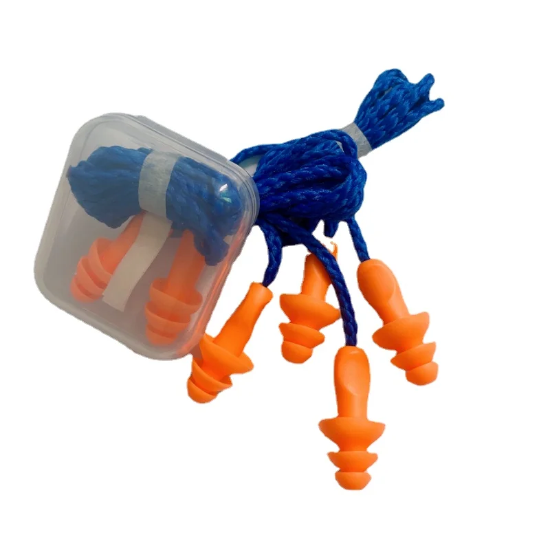 10 pares = 20 piezas tapones para los oídos con cable de silicona suave Protector de oídos protección auditiva reutilizable tapones para los oídos con reducción de ruido orejeras