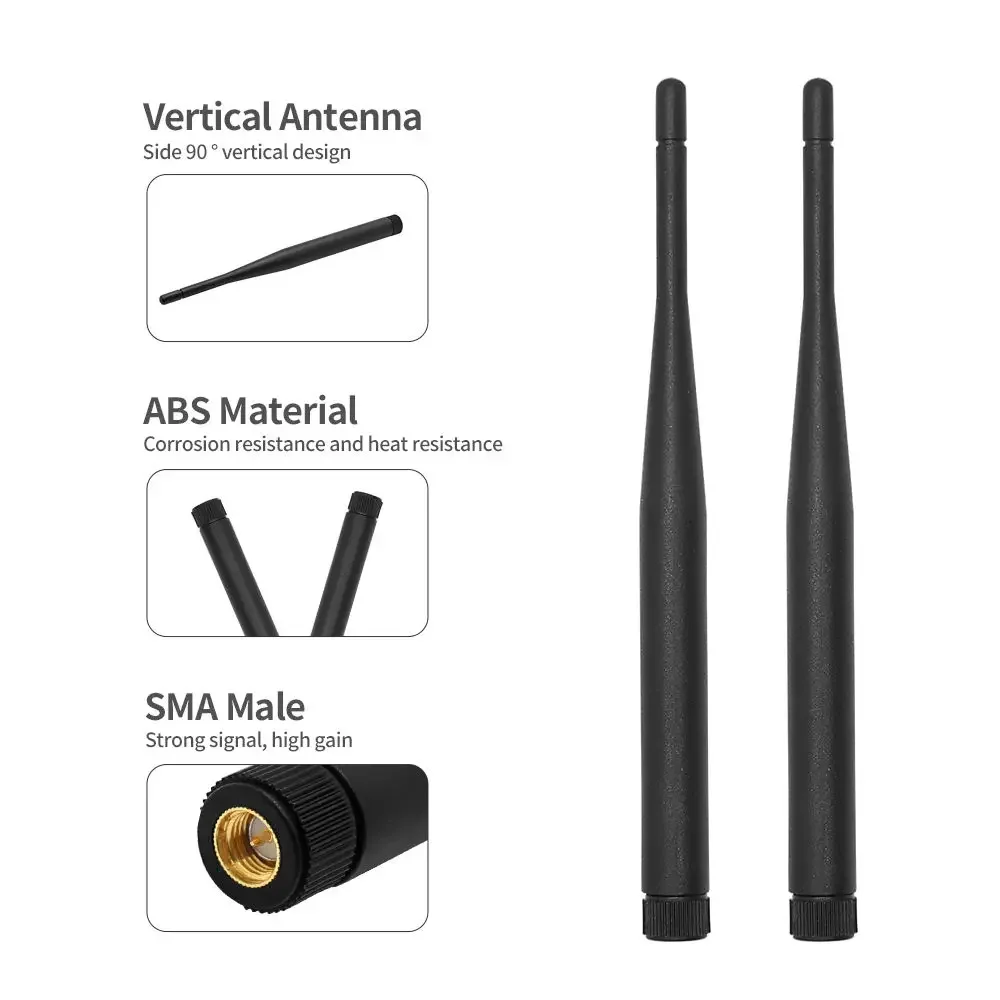 Antenne pliante en caoutchouc omnidirectionnelle pour routeur sans fil, WiFi, Bluetooth, aérien, gain élevé, 6dBi, SMA, mâle, 2.4G, 5.8G, le plus récent, 2 pièces