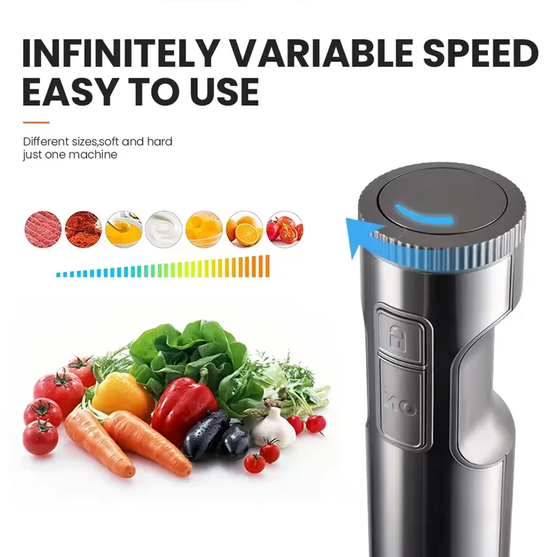 MIUI Hand Immersion Blender 1000W 4-in-1,สแตนเลสสตีลเครื่องผสมอาหาร,700ml ผสม Beaker,500ml โปรเซสเซอร์,ปัด