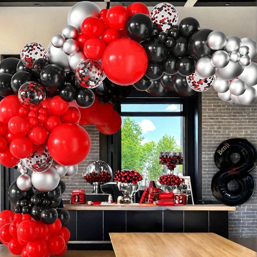 20/40 Stück schwarze und rote Luftballons in verschiedenen Farben, 30,5 cm, Konfetti-Luftballons, Ballon-Set für Hochzeits- und Geburtstagsdekoration, Jubiläum D
