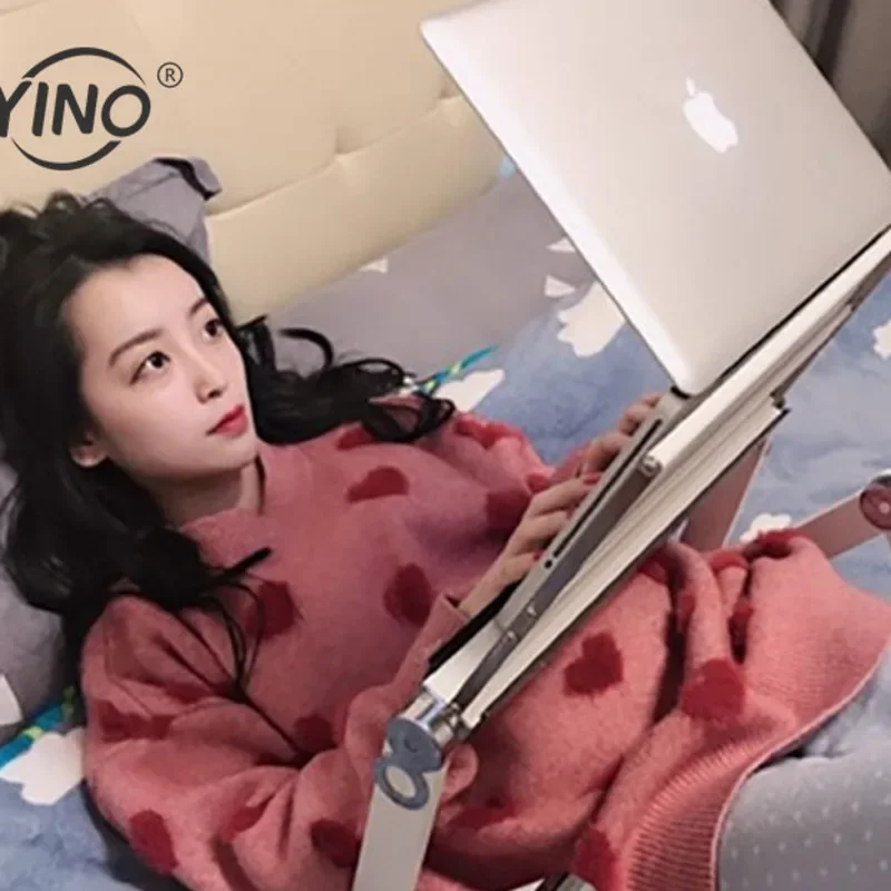 Dobrável preguiçoso cama mesa de escritório em pé placa ajustável liga alumínio portátil suporte portátil notebook bandeja ergonômico