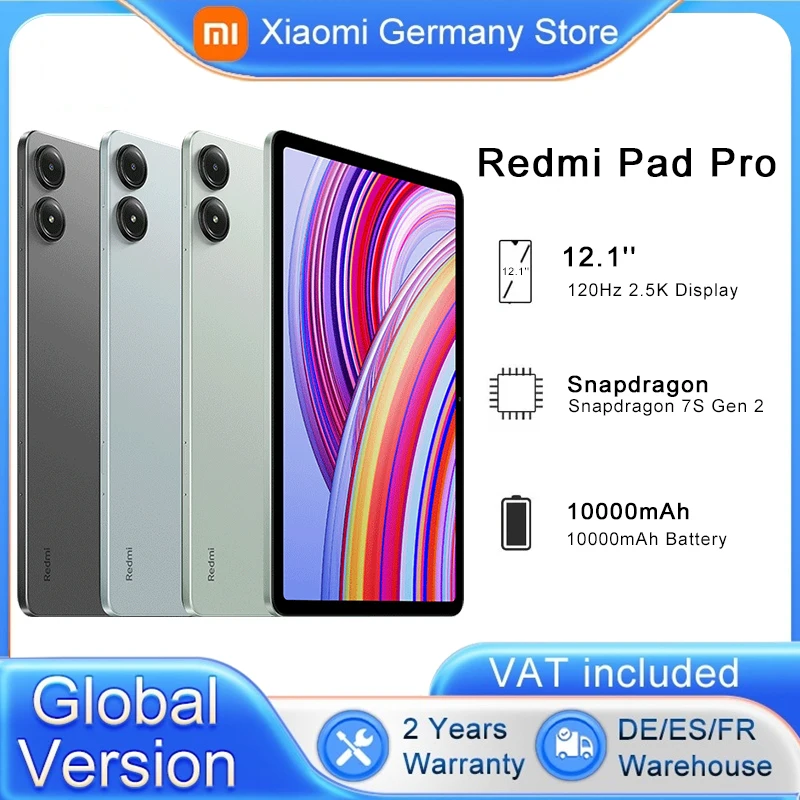 Xiaomi Tablet Redmi Pad Pro 12.1“ 2.5K 120Hz Snapdragon 7s Gen 2 10000mAh Super Battery Quad speakers Dolby Atmos Tablet