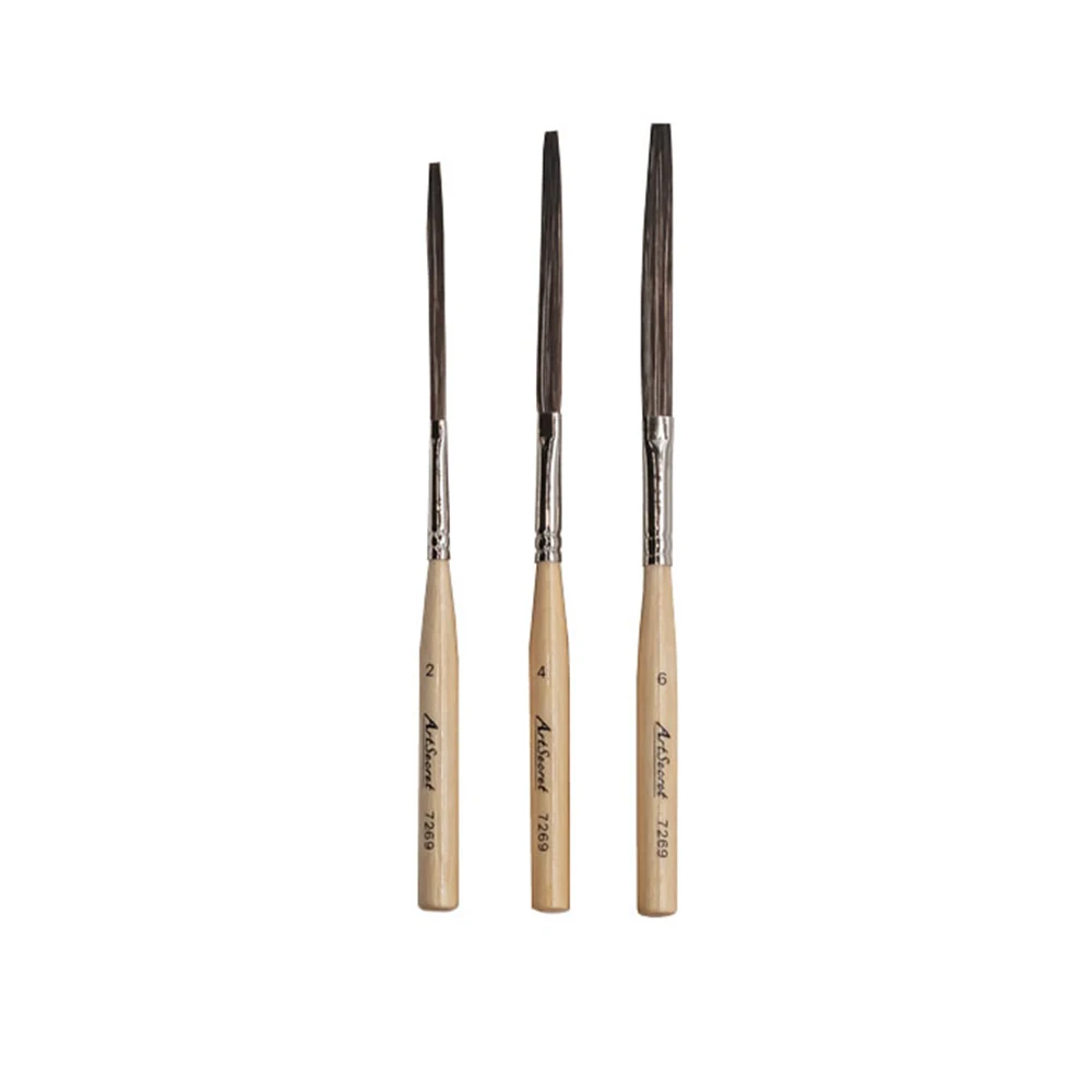Artsecret Ultra Long Flat Paint Brushes Set Premium Soft OX Ear Art Brush for Oil Watercolor Painting Pinstriping Long Even Line