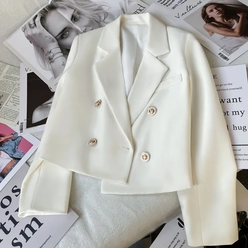 Lucyever 2025 primavera moda feminina blazer estilo coreano escritório recortado blazers feminino all-match rua manga longa terno jaqueta