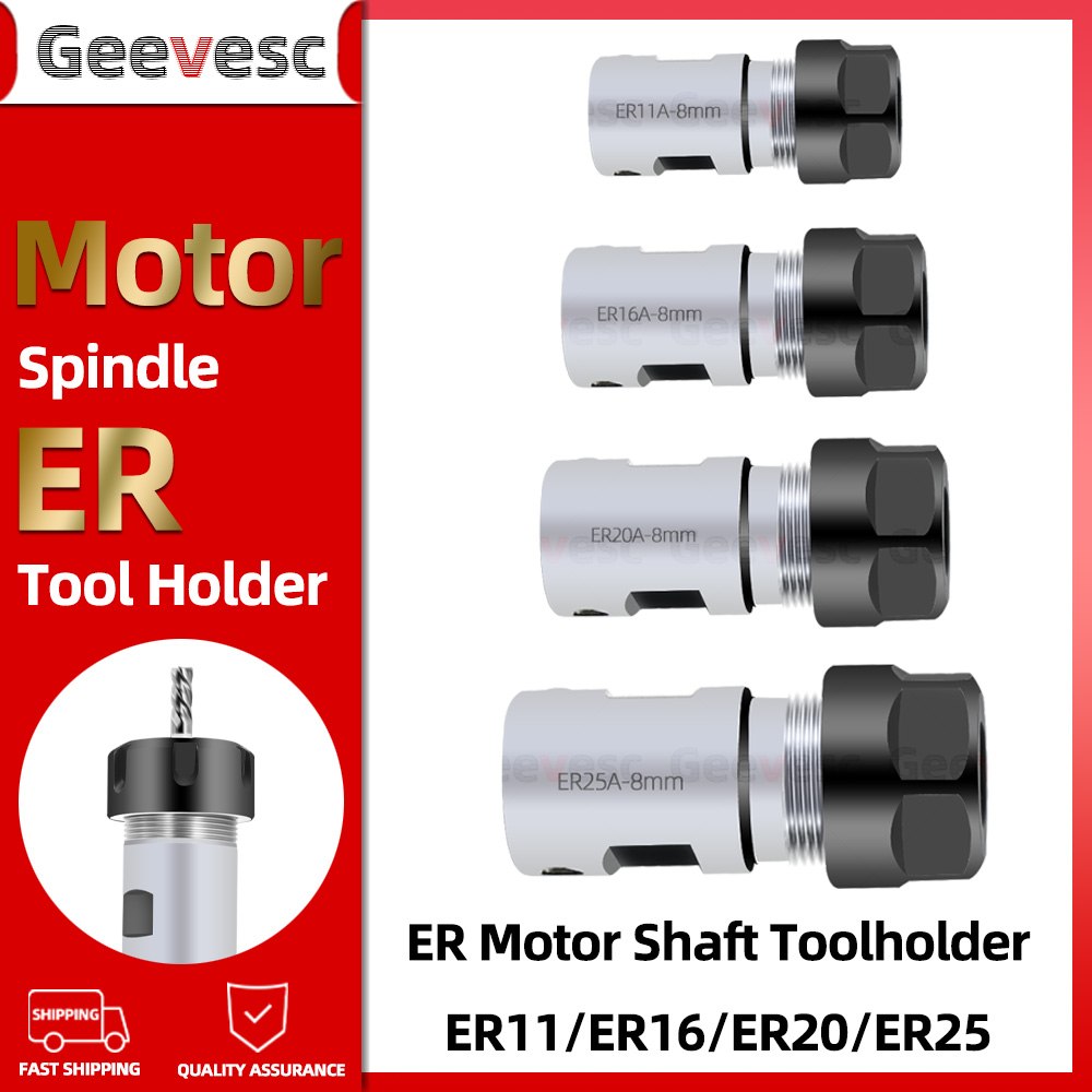 ER8 ER11 ER16 ER20 ER25 Chuck Collet Spindle DIY Motor Shaft Extension Rod Spindle Chuck Lathe Tool Spindle Tool Bar Set 4mm 5mm