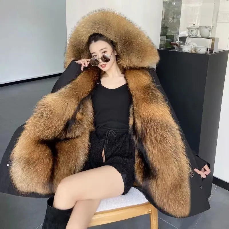 Casaco feminino acolchoado de algodão, chique Pai Overcome, mais veludo, parka grossa e quente, forro destacável de alta qualidade, sobretudo com capuz, inverno