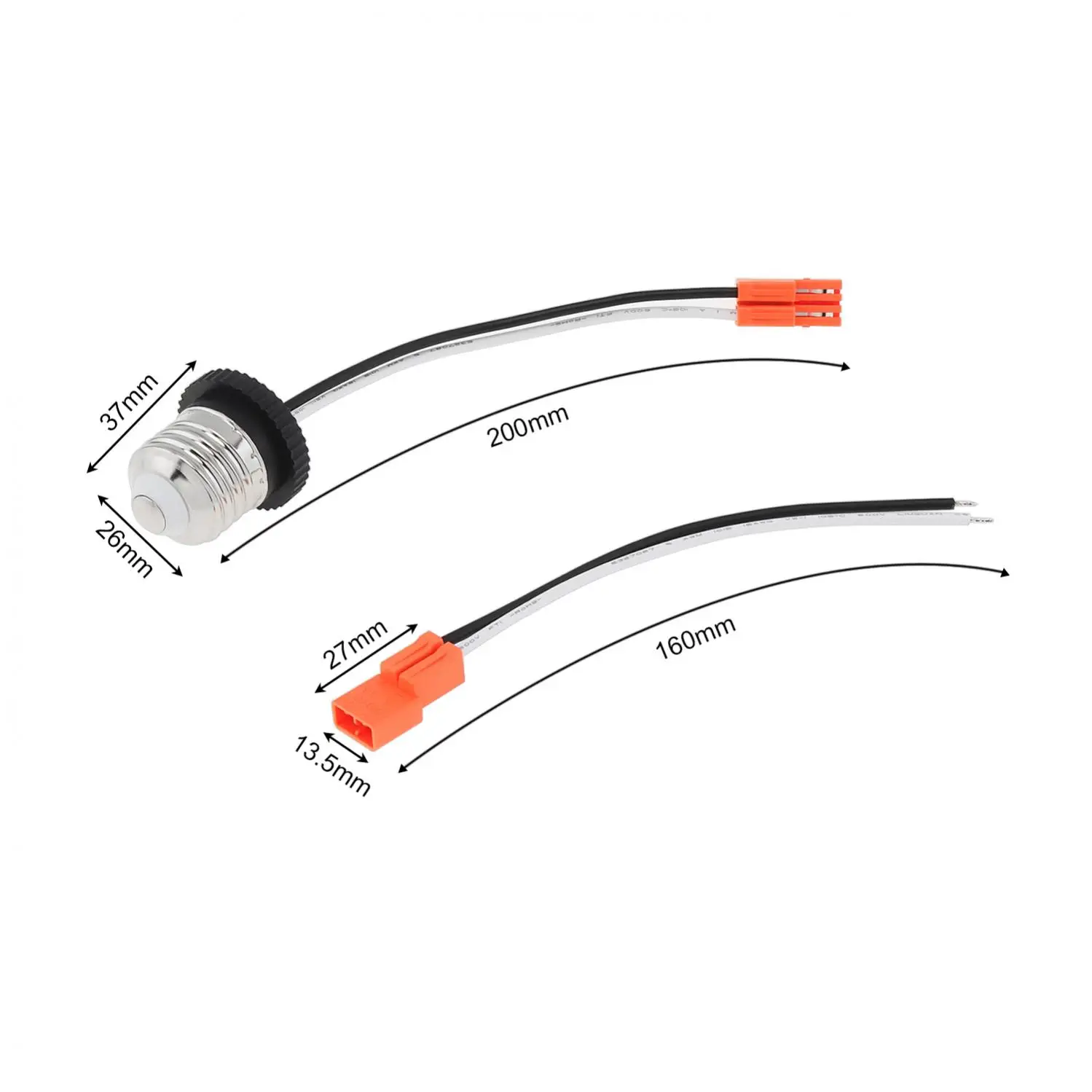 Adaptador de enchufe E26 de fácil instalación, Base media, tornillo macho en bombilla, Pigtail para luces de techo Led, Downlight